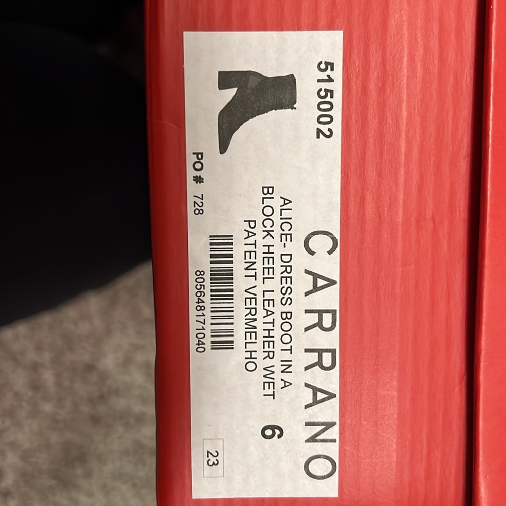 Red dress boot in a block 3’ heel leather wet patent. Brand new. Size 6. - Picture 7 of 7